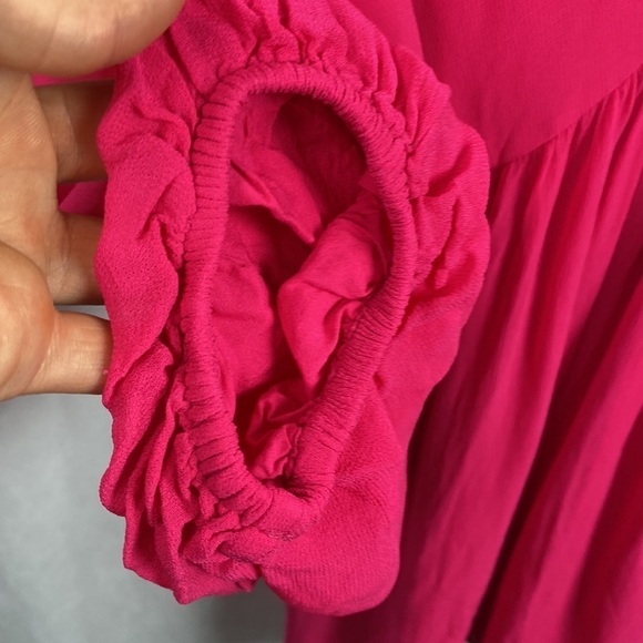 Anthropologie Let Me Be Forever That Girl Sheer Flowy Mini Dress - Hot Pink - M - Picture 7 of 13